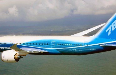 The Boeing 787 Dreamliner in flight